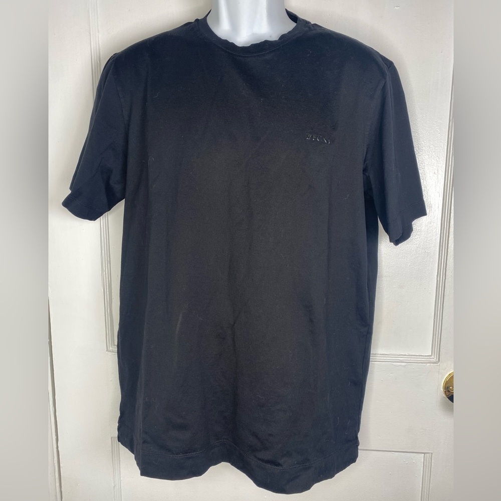 Z Zegna Luxury Men's Black %100 Cotton Designer Like New T-Shirt